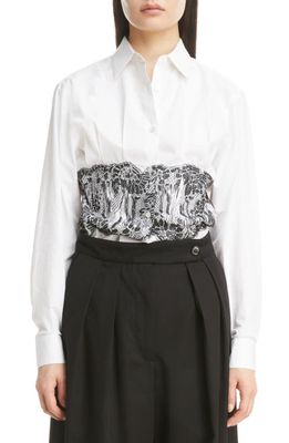 Dries Van Noten Lace Print Cotton Poplin Button-Up Shirt in White 1