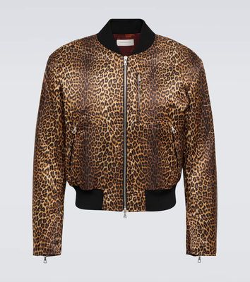 Dries Van Noten Leopard-print satin varsity jacket