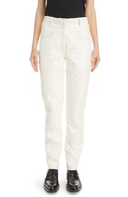 Dries Van Noten Loca Leather Ankle Pants in White 1