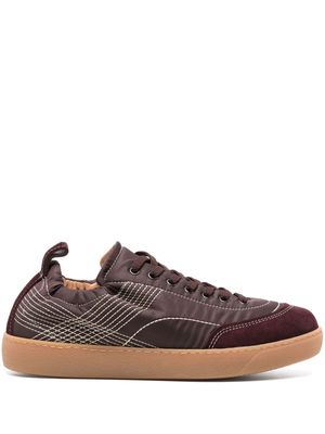 DRIES VAN NOTEN logo-patch panelled sneakers - Red