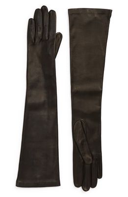 Dries Van Noten Long Leather Opera Gloves in 900 Black