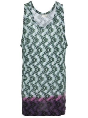 DRIES VAN NOTEN ombré geometric-print tank top - Green