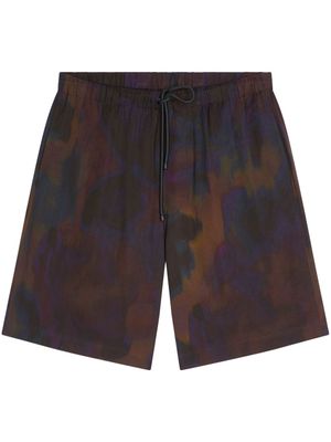 DRIES VAN NOTEN Overdyed print drawstring shorts - Red