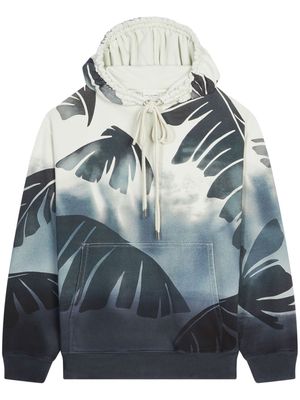 DRIES VAN NOTEN Palm print hoodie - Blue