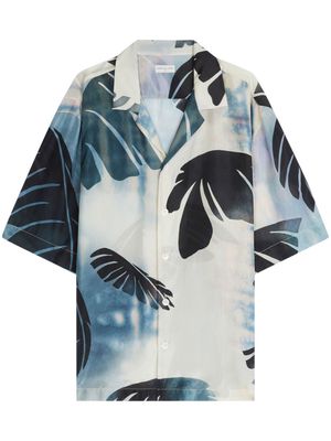 DRIES VAN NOTEN Palm-printed silk shirt - Blue