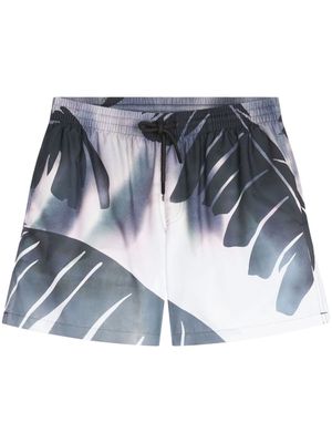 DRIES VAN NOTEN Palm-printed swim shorts - Blue