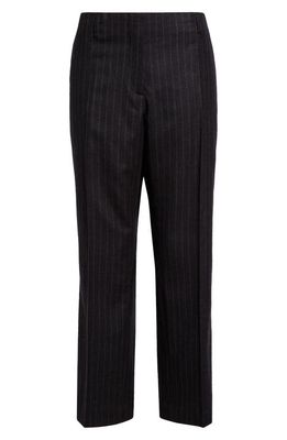 Dries Van Noten Paola Pinstripe Wool Ankle Trousers in Anthracite 901