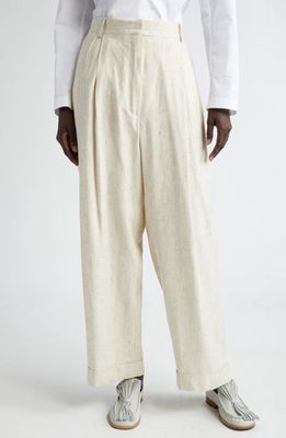 Dries Van Noten Partan Pleated High Waist Trousers in Ecru 5