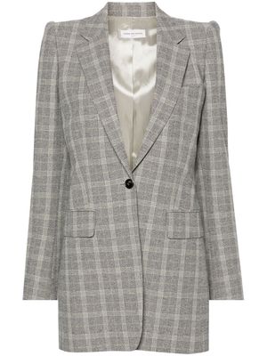 DRIES VAN NOTEN plaid-check single-breasted blazer - Blue