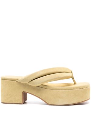 DRIES VAN NOTEN platform suede flip flops - Yellow