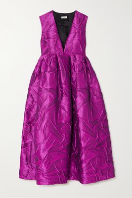 Dries Van Noten - Pleated Satin-jacquard Dress - Purple
