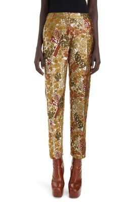 Dries Van Noten Poumas Floral Brocade Ankle Pants in Gold 954