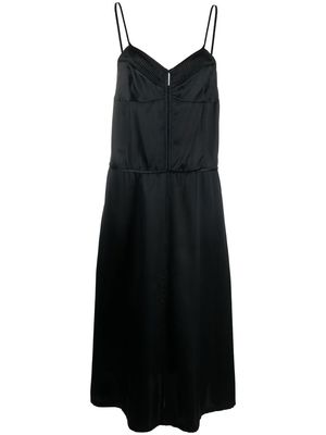 Dries Van Noten Pre-Owned 1990s pleat-trim silk slip dress - Black