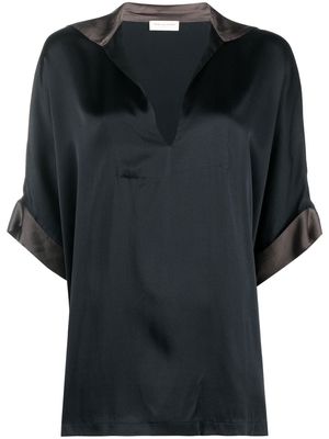 Dries Van Noten Pre-Owned 2000s contrast-collar silk blouse - Black