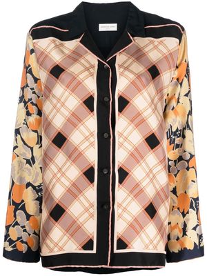 Dries Van Noten Pre-Owned 2000s mixed-pattern silk blouse - Black