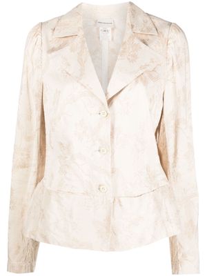 Dries Van Noten Pre-Owned 2000s rose jacquard notched jacket - Neutrals