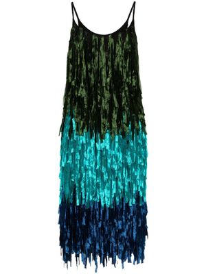 Dries Van Noten Pre-Owned fringed midi dress - Blue