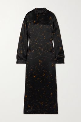 Dries Van Noten - Printed Satin Maxi Dress - Black