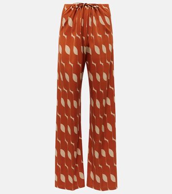 Dries Van Noten Printed silk-blend straight pants