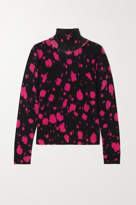 Dries Van Noten - Printed Wool Turtleneck Sweater - Pink