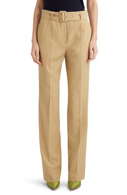 Dries Van Noten Pulla Belted Loose Straight Leg Pants in Sand 101 at Nordstrom, Size 6 Us