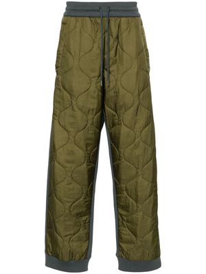 DRIES VAN NOTEN ripstop quilted-panels track pants - Green