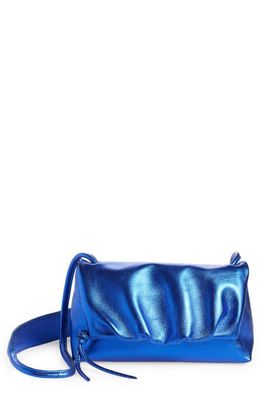 Dries Van Noten Ruched Metallic Leather Shoulder Bag in Blue 504