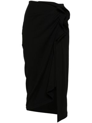DRIES VAN NOTEN ruffle-trim cotton midi skirt - Black