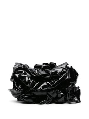 DRIES VAN NOTEN ruffled leather clutch bag - Black