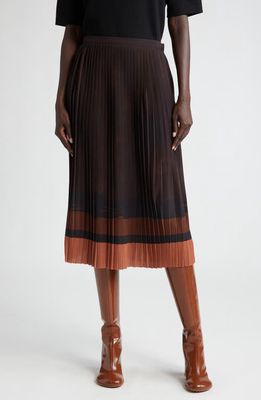 Dries Van Noten Sarean Brushstroke Stripe Pleated Jersey Skirt in Brown 703