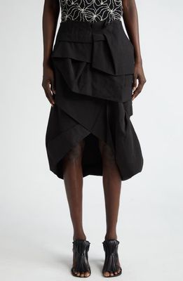 Dries Van Noten Sispy Draped Linen & Cotton Skirt in Black 900