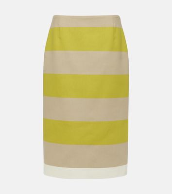 Dries Van Noten Striped cotton gabardine midi skirt