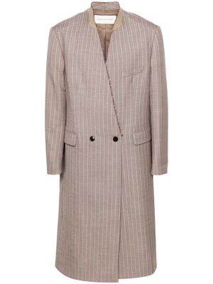 DRIES VAN NOTEN striped maxi wool coat - Neutrals