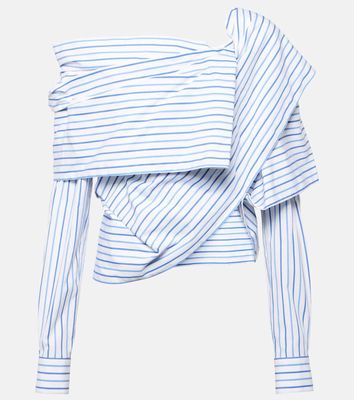Dries Van Noten Striped off-shoulder cotton poplin shirt