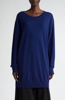 Dries Van Noten Tammy Elongated Wool Sweater in Indigo 507