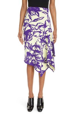 Dries Van Noten Tiaret Floral Swirl Asymmetric Skirt in Purple 401