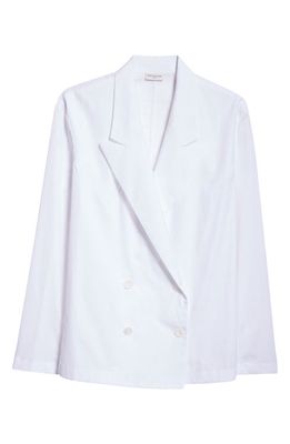 Dries Van Noten Unconstructed Double Breasted Cotton Blazer Shirt in White