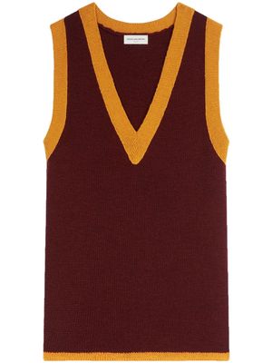 DRIES VAN NOTEN V-neck fine-knit vest - Red