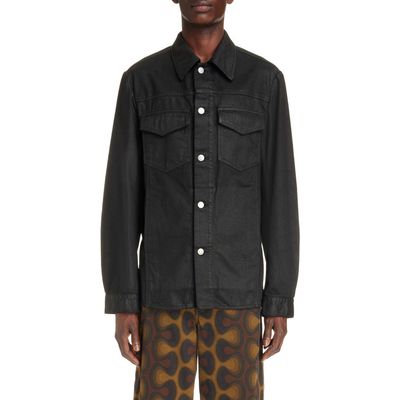 Dries Van Noten Valashe Nonstretch Denim Shirt Jacket in Black