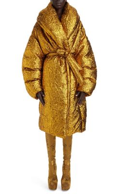 Dries Van Noten Voltaire Oversize Lamé Puffer Coat in Gold 954