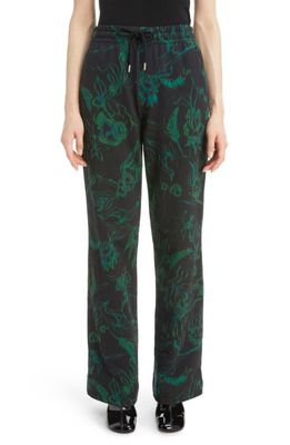 Dries Van Noten Women's Hamers Floral Print otton Sweatpants in Green 604