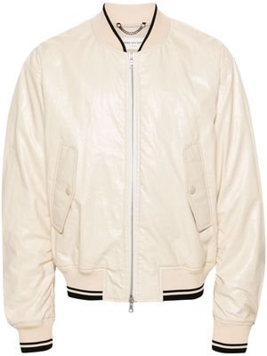 DRIES VAN NOTEN zip-detailing coated bomber jacket - Neutrals