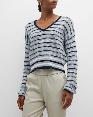 Drift Away Stripe Balloon-Sleeve Sweater
