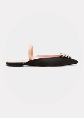 Drizella Satin Crystal Ballerina Slides