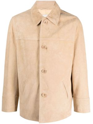Drôle De Monsieur buttoned goatskin shirt jacket - Neutrals