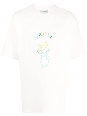 Drôle De Monsieur embroidered-design T-shirt - Neutrals
