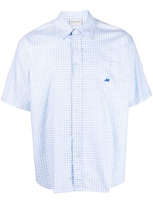 Drôle De Monsieur embroidered-logo check-pattern shirt - Blue