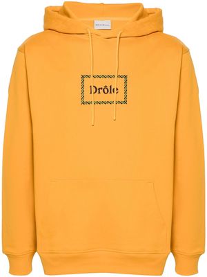 Drôle De Monsieur embroidered-logo cotton hoodie - Orange