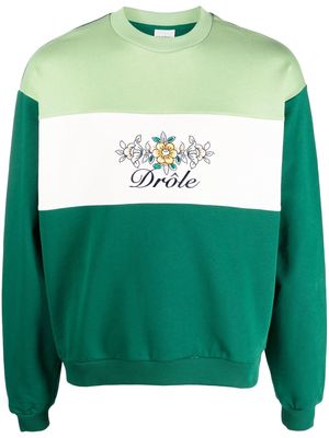 Drôle De Monsieur embroidered-logo cotton sweatshirt - Green