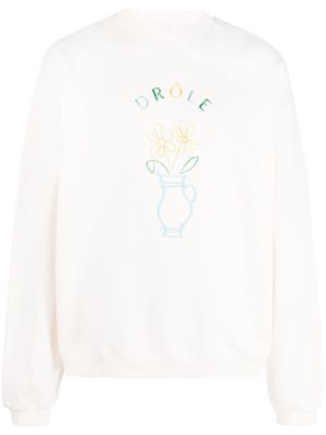 Drôle De Monsieur embroidered-logo cotton sweatshirt - Neutrals